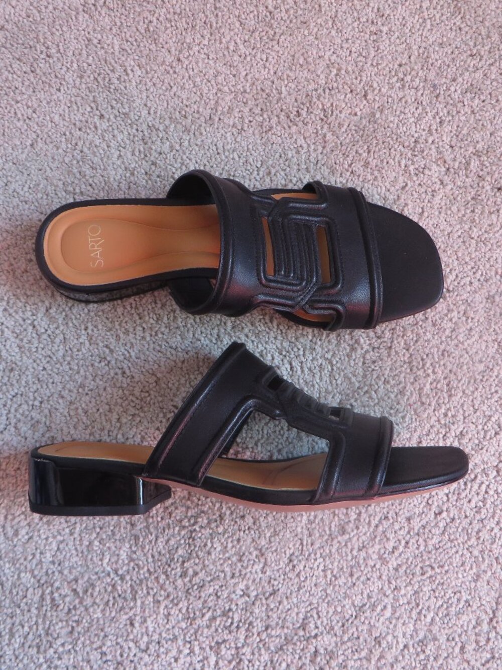 Franco Sarto Womens Marina Slide Sandals Size 6.5 Black Leather Cushioned